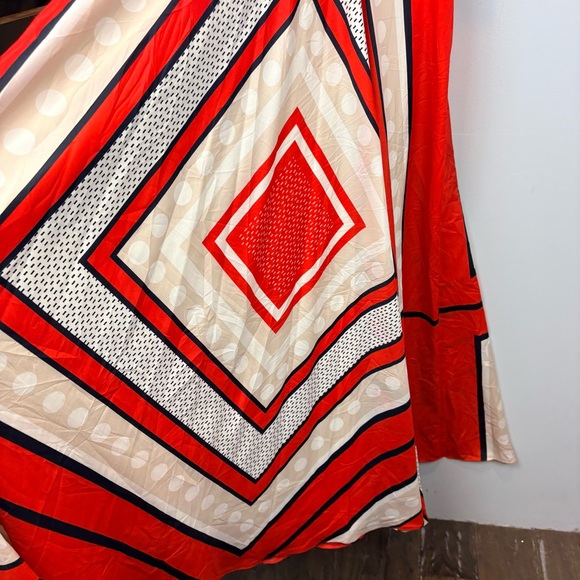 ELIZA J Poppy Stripe Scarf Print Crepe de Chine Bow Tie Back Maxi Gown Dress - Picture 6 of 16